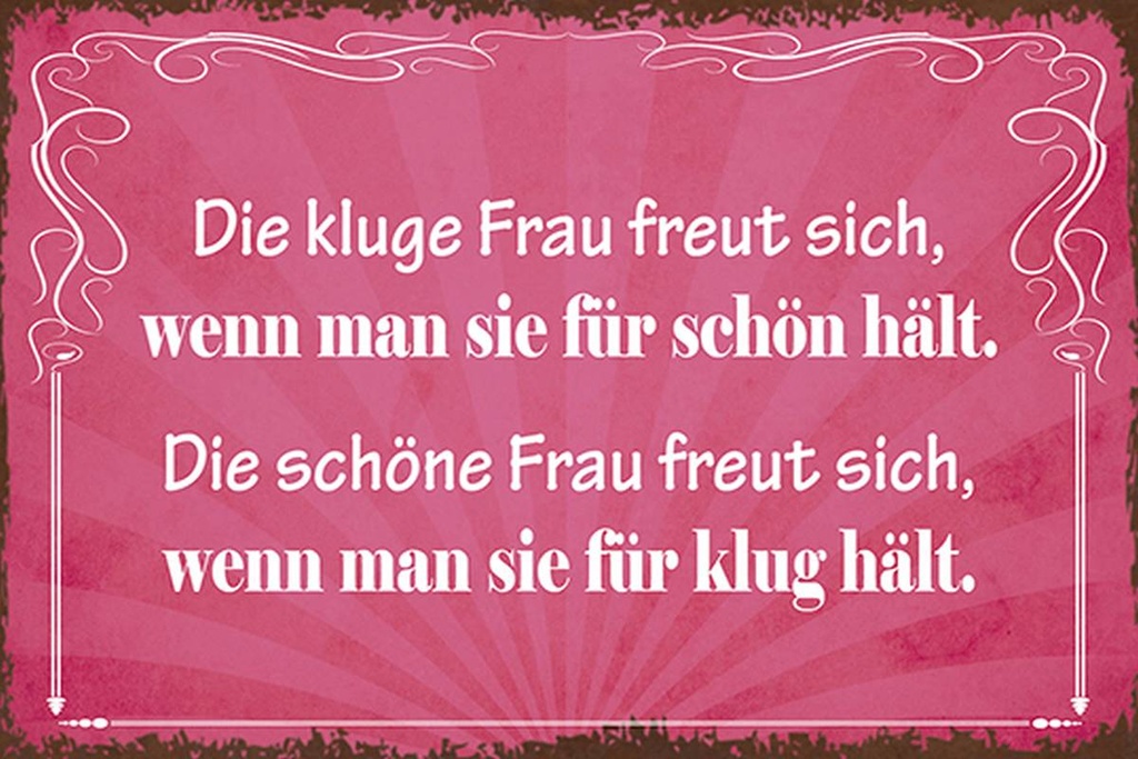 Holzschild 12x18 cm kluge Frau schöne Frau