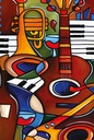 Holzschild 18x12 cm Kunst Musik Instrumente Gitarre Piano Bildmotiv