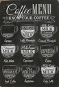 Holzschild 18x12 cm Coffee Menu Espresso Latte Flat