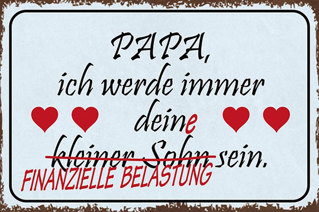 Holzschild 12x18 cm Papa ich werde dein kleiner Sohn