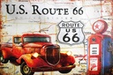 Holzschild 12x18 cm Retro US Route 66 Oldtimer Tankstelle