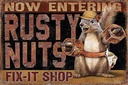Holzschild 12x18 cm Fix-it Shop rusty nuts Garage