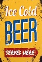 Holzschild 18x12 cm Retro Ice Cold Beer served here Bier
