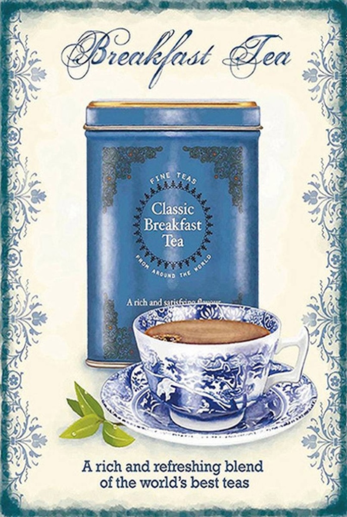 Holzschild 18x12 cm Tee Classic Breakfast Tea best teas