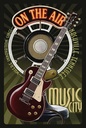 Holzschild 18x12 cm Music city on the Air Gitarre