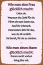 Holzschild 18x12 cm Wie man Frau glücklich macht