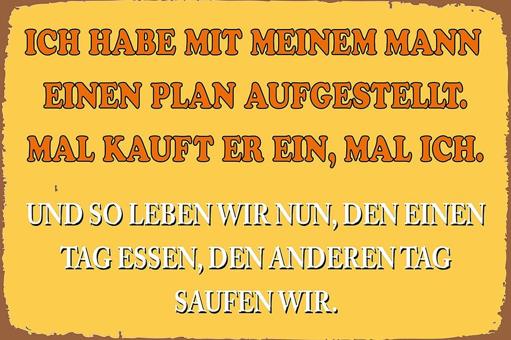 Holzschild 12x18 cm ich habe mit meinem Mann Plan