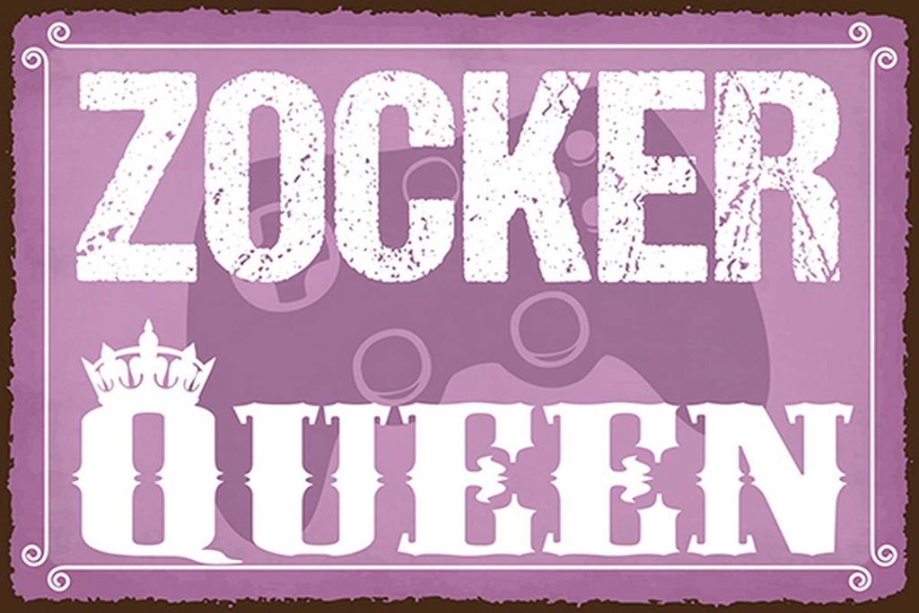 Holzschild 12x18 cm Zocker Queen Konsole Gamer