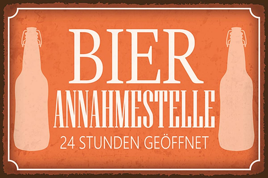 Holzschild 12x18 cm Bier Annahmestelle 24 Stunden