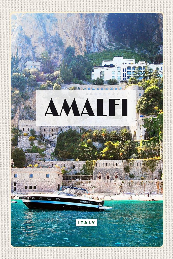 Holzschild 18x12 cm Amalfi ItalyTouristik Bildmotiv Reisemotiv Abenteuer Reisen