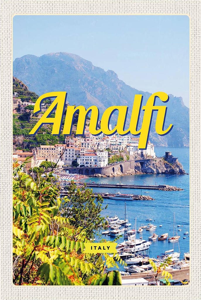 Holzschild 18x12 cm Amalfi ItalyMeerblick Bildmotiv Reisemotiv Abenteuer Reisen