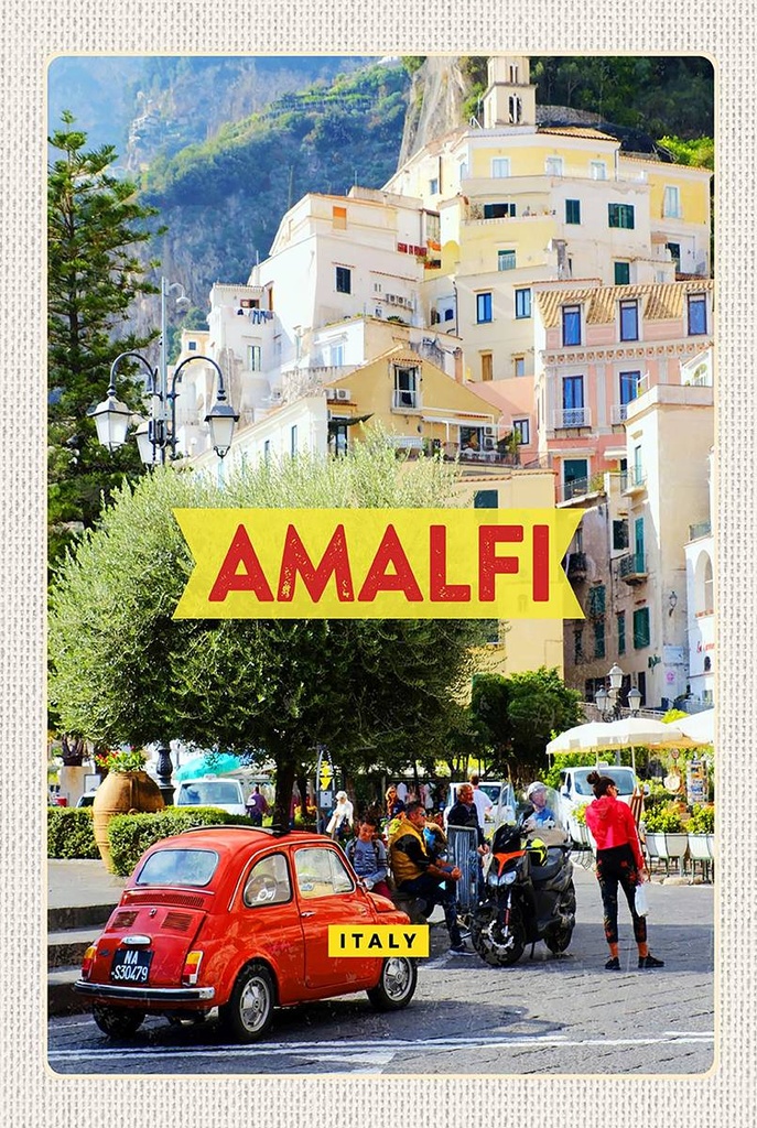 Holzschild 18x12 cm Amalfi ItalyFerien Bildmotiv Reisemotiv Abenteuer Reisen