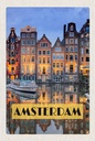 Holzschild 18x12 cm Amsterdam bei Nacht Reiseziel Bildmotiv Reisemotiv Abenteuer Reisen