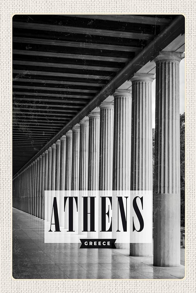 Holzschild 18x12 cm Retro Athens Greece Antik Bildmotiv Reisemotiv Abenteuer Reisen