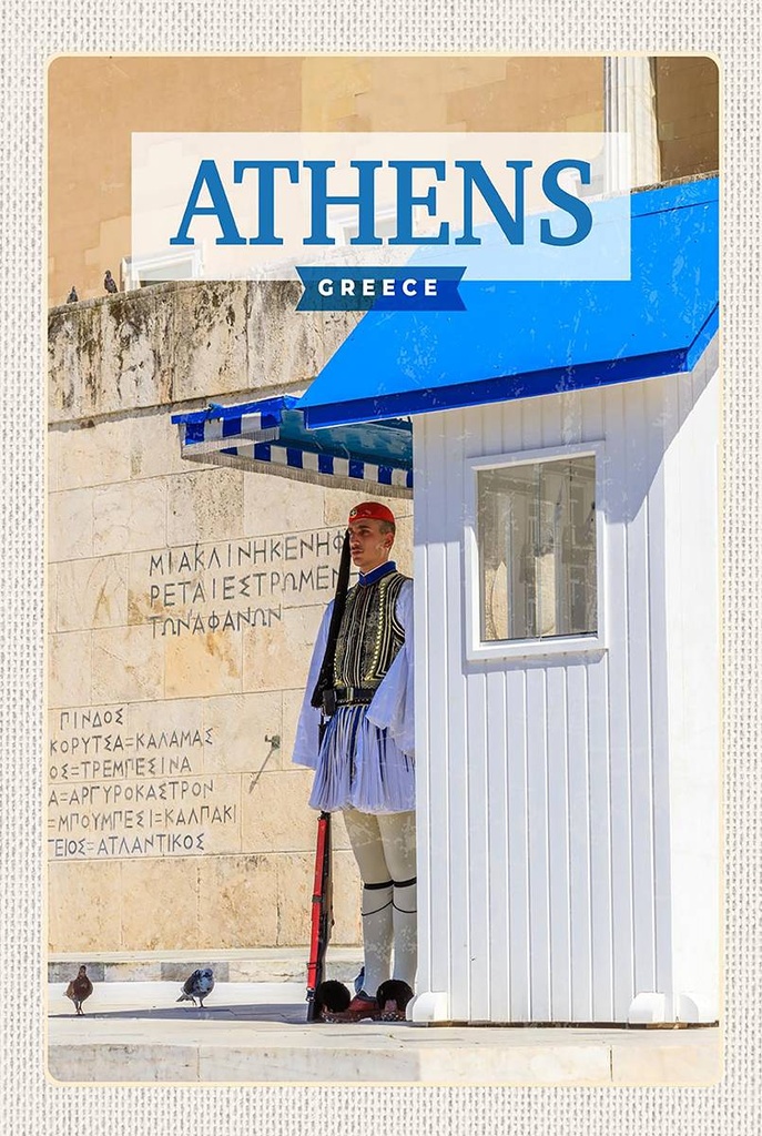 Holzschild 18x12 cm Athens Greece Evzone Wache Bildmotiv Reisemotiv Abenteuer Reisen