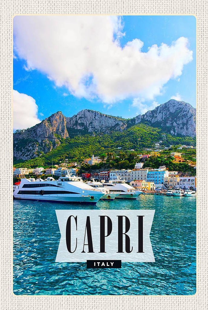 Holzschild 18x12 cm Capri Italy Insel Meer Bildmotiv Reisemotiv Abenteuer Reisen