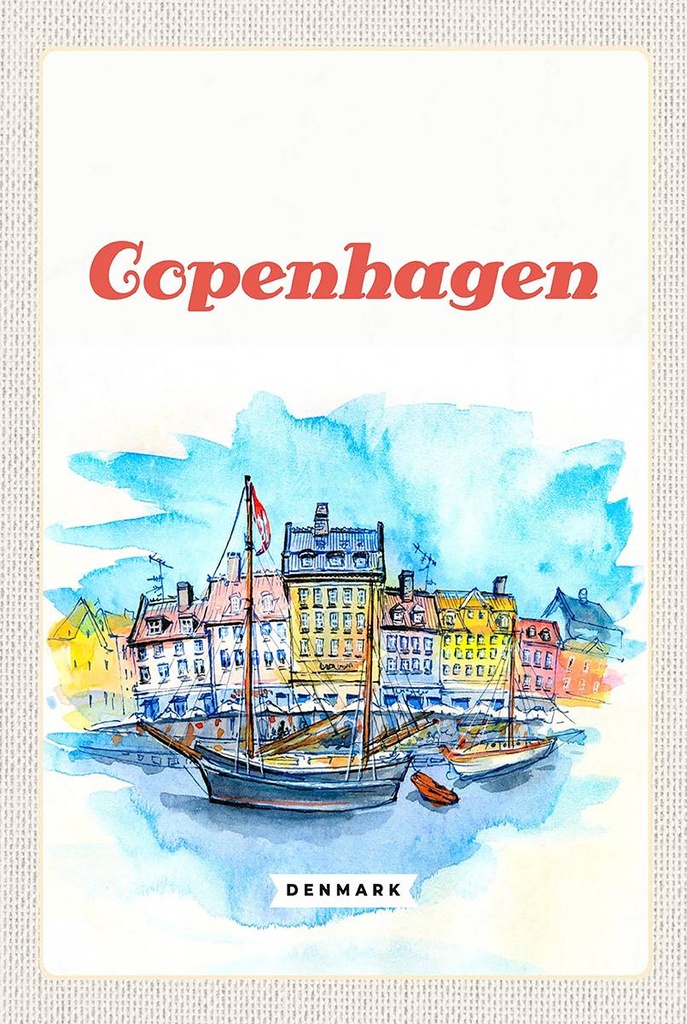 Holzschild 18x12 cm Bild Copenhagen Denmark Boot Bildmotiv Reisemotiv Abenteuer Reisen