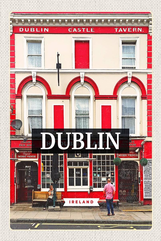 Holzschild 18x12 cm Dublin Ireland Castle Tavern Reiseziel Bildmotiv Reisemotiv Abenteuer Reisen