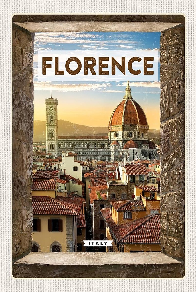 Holzschild 18x12 cm Florence Italy ItalienToscana Bildmotiv Reisemotiv Abenteuer Reisen