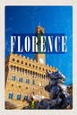Holzschild 18x12 cm Florence Italy Retro Uhrturm Toscana Bildmotiv Reisemotiv Abenteuer Reisen