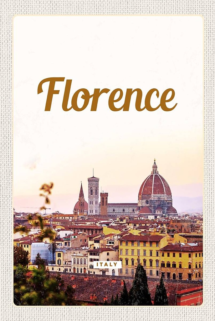 Holzschild 18x12 cm Florence Italy ItalienToscana Bildmotiv Reisemotiv Abenteuer Reisen