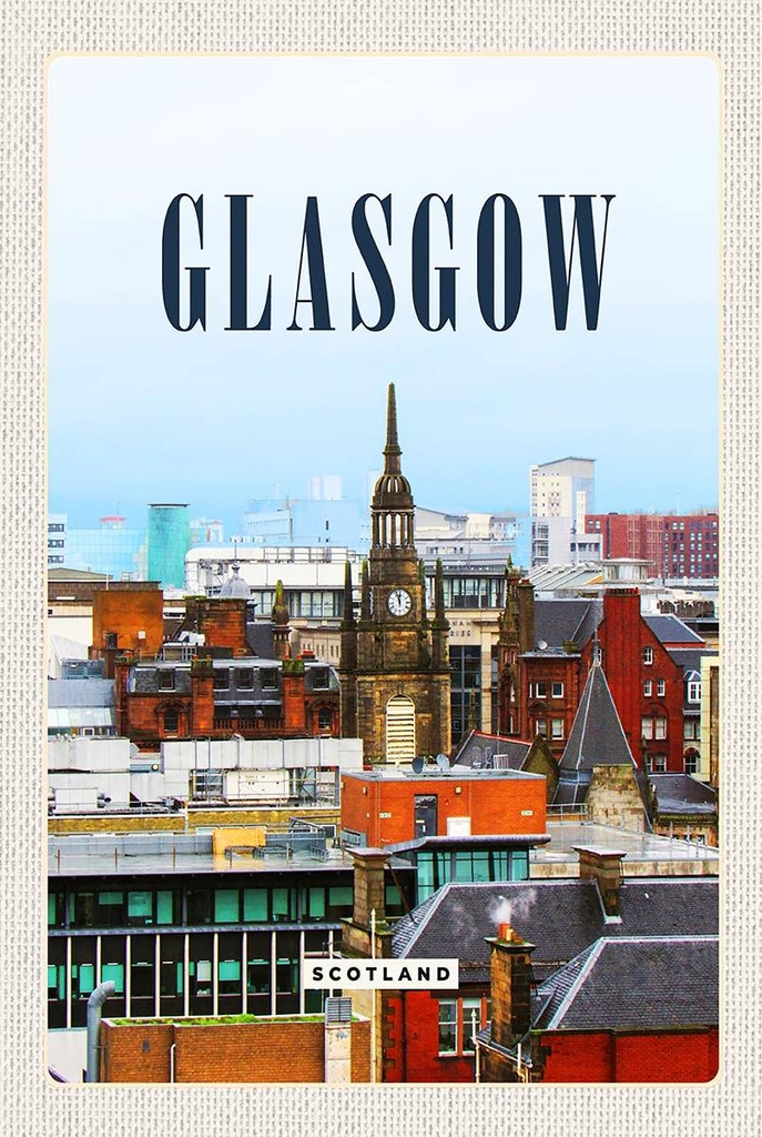 Holzschild 18x12 cm Glasgow Scotland Altstadt Bildmotiv Reisemotiv Abenteuer Reisen