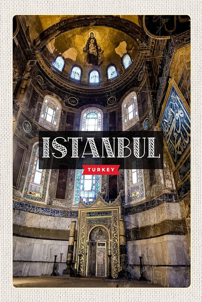 Holzschild 18x12 cm Istanbul Turkey Moschee Reiseziel Bildmotiv Reisemotiv Abenteuer Reisen