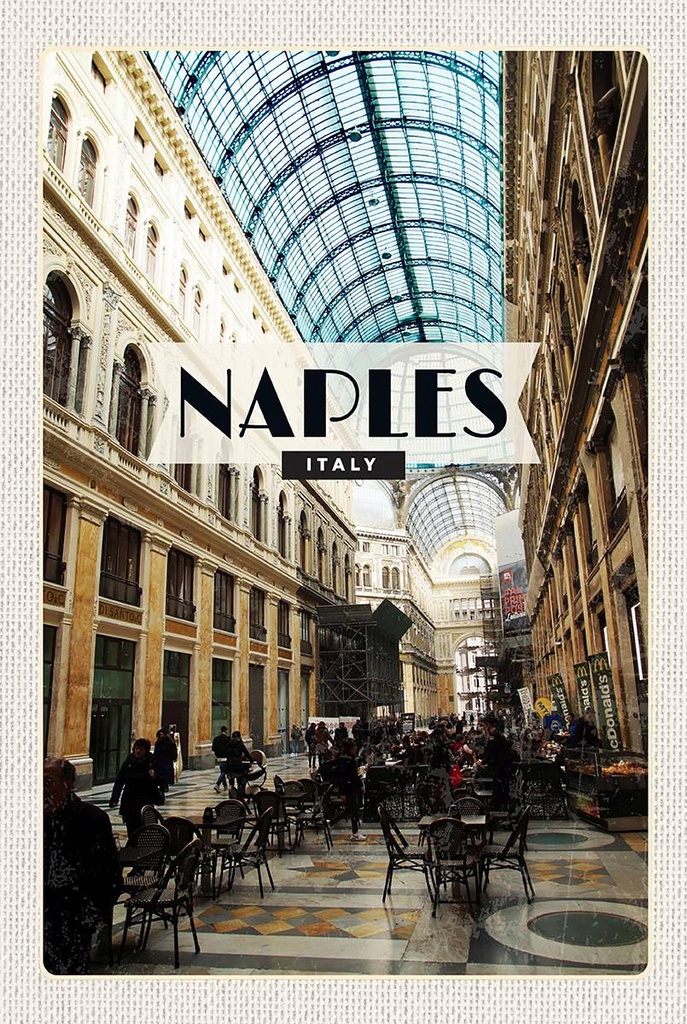 Holzschild 18x12 cm Naples Italy Neapel Galleria Geschenk Bildmotiv Reisemotiv Abenteuer Reisen
