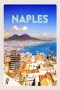 Holzschild 18x12 cm Retro Naples Italy Neapel Panorama Meertin Bildmotiv Reisemotiv Abenteuer Reisen