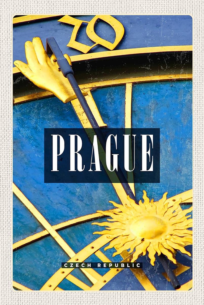 Holzschild 18x12 cm Prague Prag astronomische Uhr Bildmotiv Reisemotiv Abenteuer Reisen