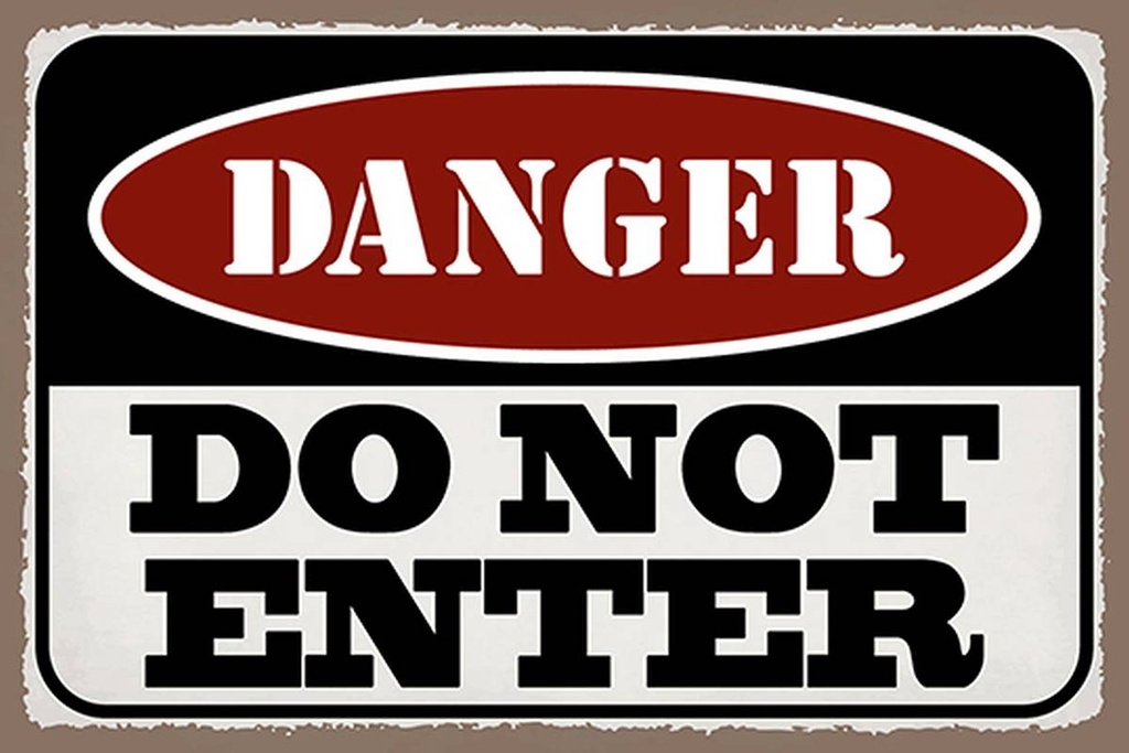 [LA-1781725-H] Holzschild 12x18 cm Warning do not enter Betreten Verbot