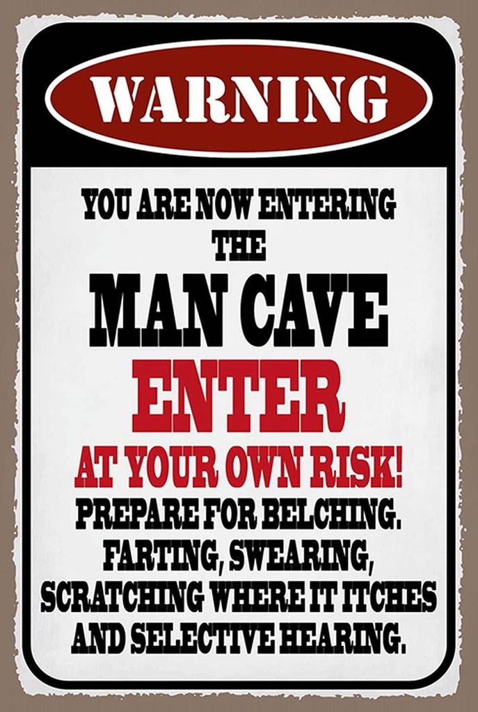 Holzschild 18x12 cm warning man cave enter at your risk