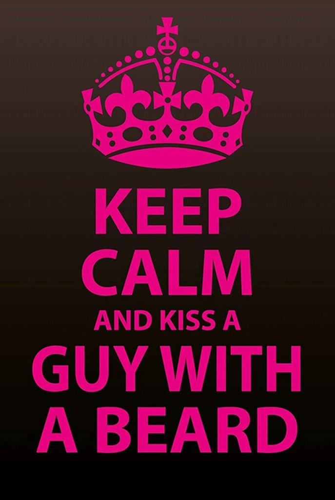 Holzschild 18x12 cm Keep Calm and kiss guy with a beard