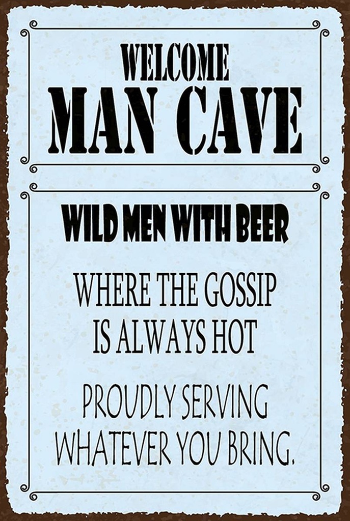 Holzschild 18x12 cm welcome man cave wild men with Beer