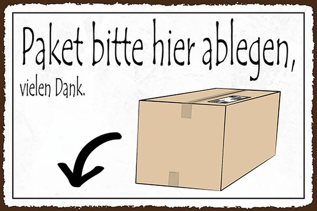 Holzschild 12x18 cm Paket bitte hier ablegen vielen Dank