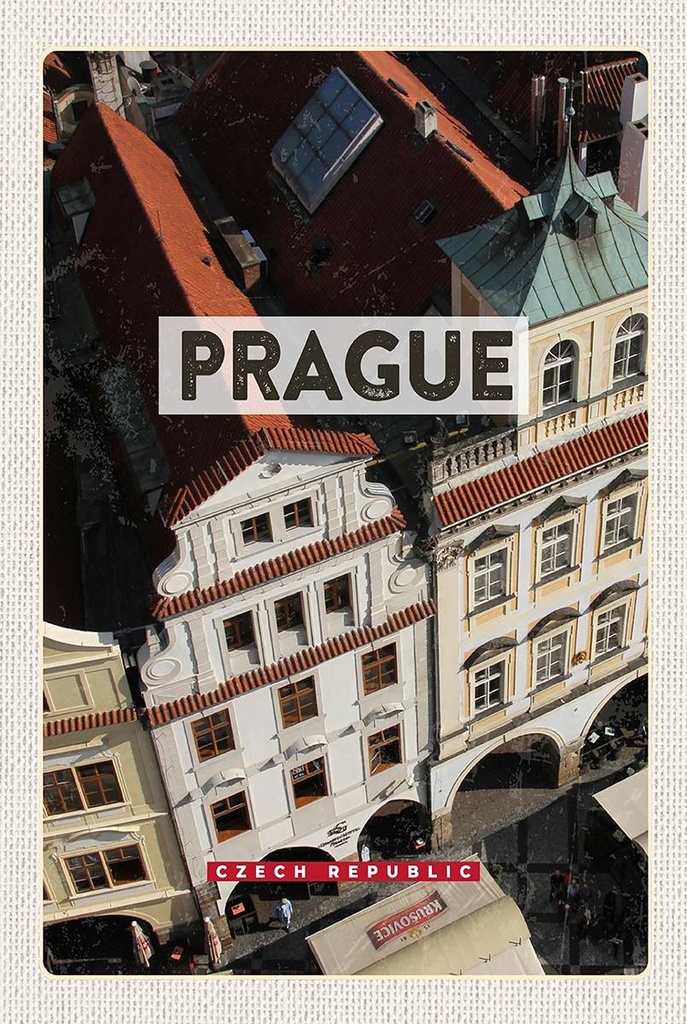 Holzschild 18x12 cm Prague Prag Altstadt Tschechien Bildmotiv Reisemotiv Abenteuer Reisen