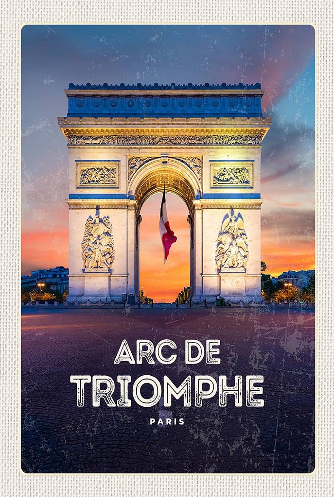 Holzschild 18x12 cm Arc de Triomphe Paris Denkmal Geschenk Bildmotiv Reisemotiv Abenteuer Reisen