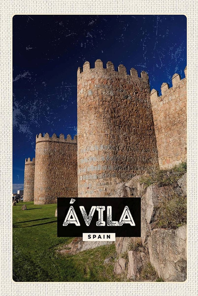 Holzschild 18x12 cm Avila Spain Mittelalter Turm Geschenk Bildmotiv Reisemotiv Abenteuer Reisen