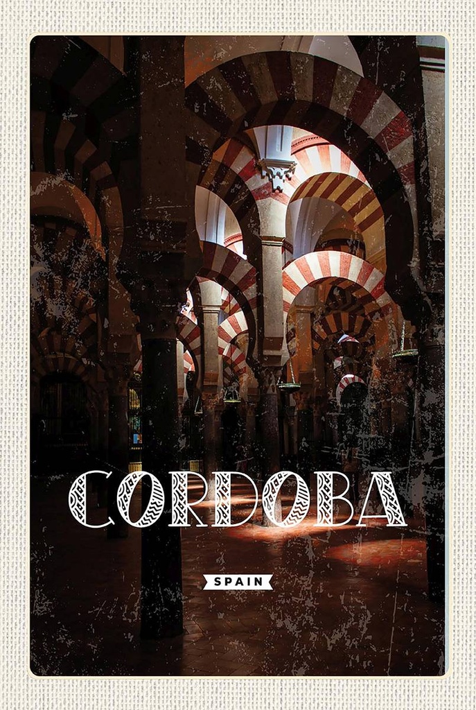 Holzschild 18x12 cm Retro Cordoba Spain römische Stadt Bildmotiv Reisemotiv Abenteuer Reisen