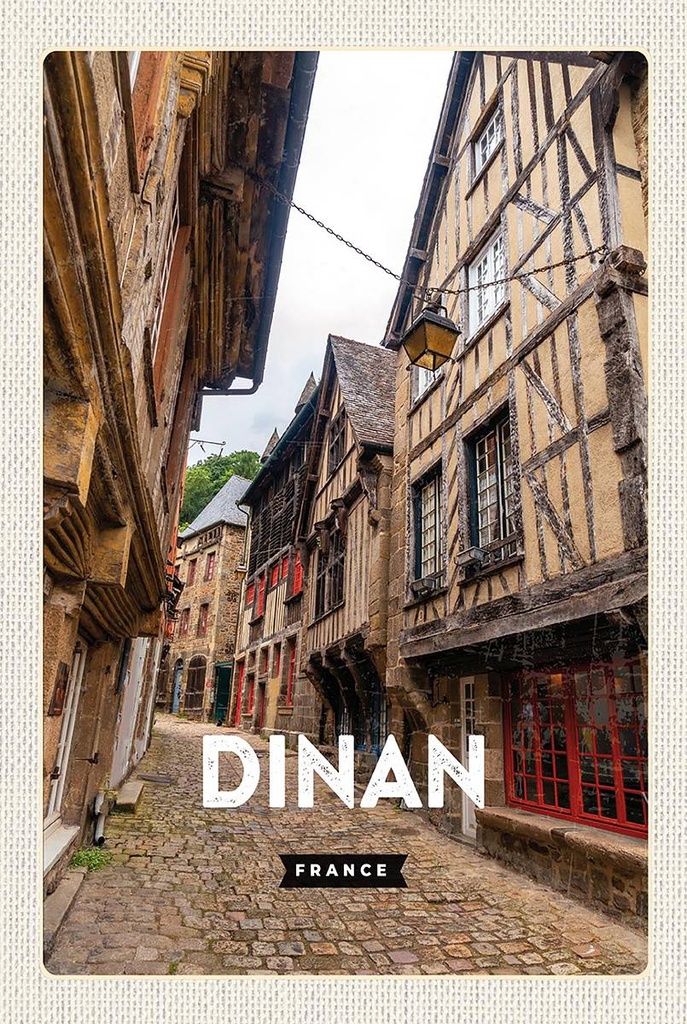 Holzschild 18x12 cm Dinan France Mittelalter Stadt Bildmotiv Reisemotiv Abenteuer Reisen