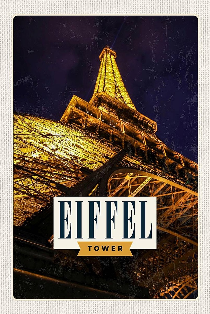 Holzschild 18x12 cm Retro Eiffel Tower Eiffelturm Paris Bildmotiv Reisemotiv Abenteuer Reisen
