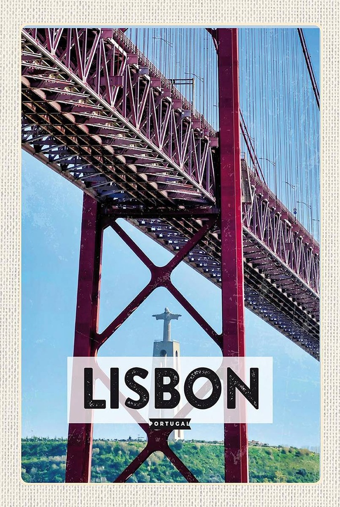 Holzschild 18x12 cm Lisbon Portugal Ponte 25 de Abril Bildmotiv Reisemotiv Abenteuer Reisen