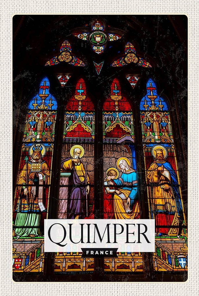 Holzschild 18x12 cm Quimper Saint Corentin Kathedrale Bildmotiv Reisemotiv Abenteuer Reisen