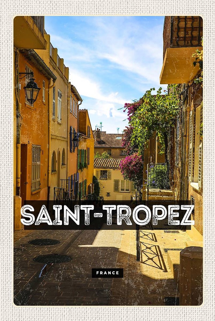 Holzschild 18x12 cm Saint Tropez France Hafenort Geschenk Bildmotiv Reisemotiv Abenteuer Reisen