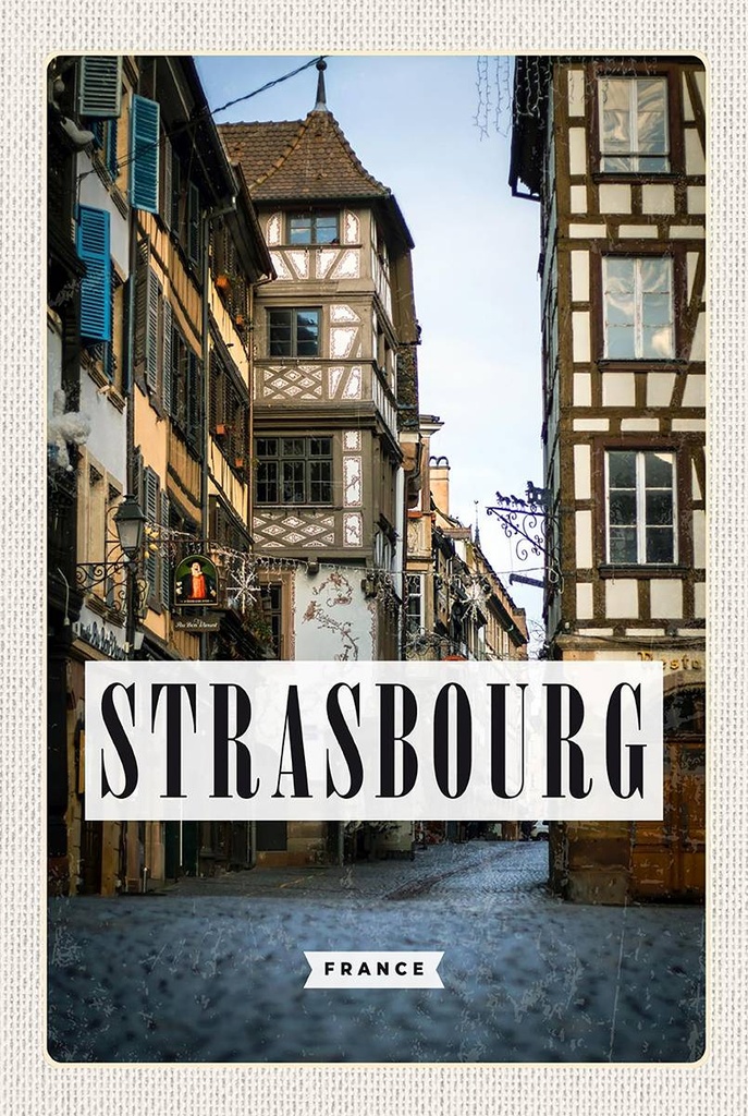 Holzschild 18x12 cm Strasbourg France la petite Panorama Bildmotiv Reisemotiv Abenteuer Reisen