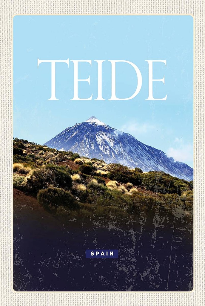 Holzschild 18x12 cm Retro Teide Spain höchste Berg Bildmotiv Reisemotiv Abenteuer Reisen