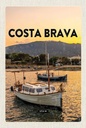 Holzschild 18x12 cm Costa Brava Spain Sonnenuntergang Meer Bildmotiv Reisemotiv Abenteuer Reisen