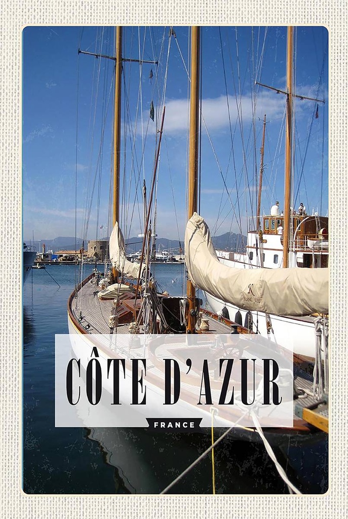 Holzschild 18x12 cm Cote d'azur Francesort Meer Bildmotiv Reisemotiv Abenteuer Reisen