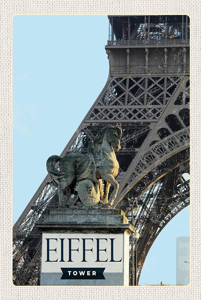 Holzschild 18x12 cm Eiffel Tower Paris Reiseziel Tourismus Bildmotiv Reisemotiv Abenteuer Reisen