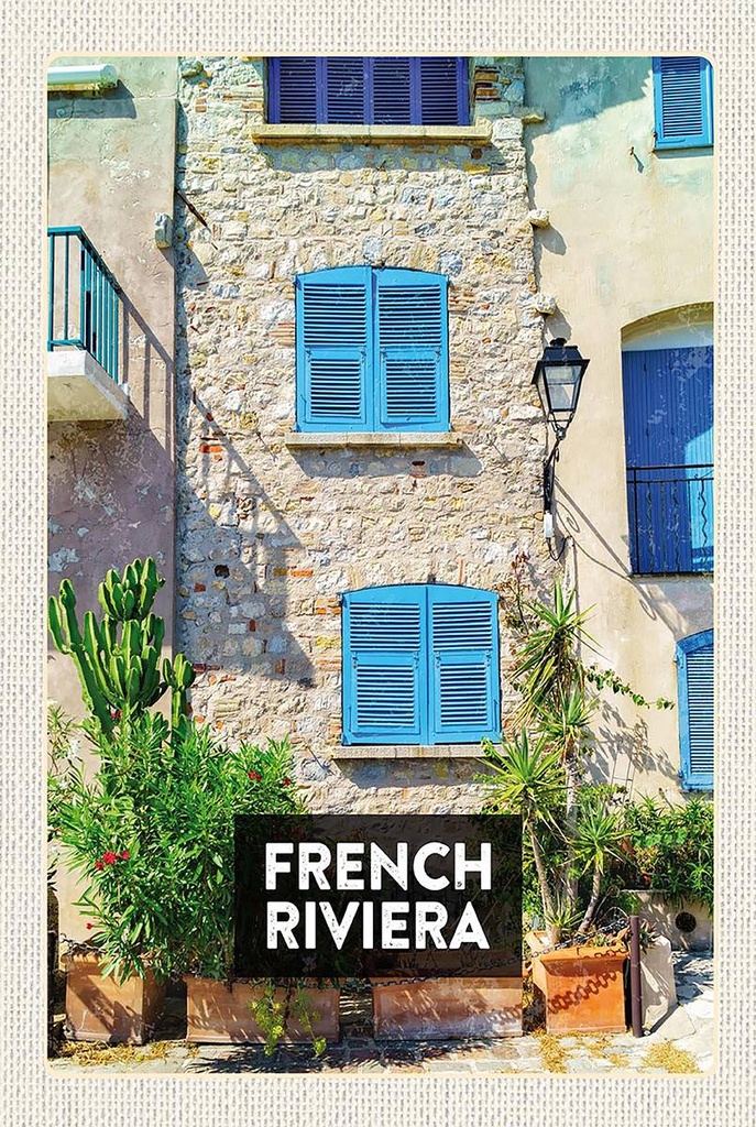 Holzschild 18x12 cm French Riviera Reiseziel Tourismus Bildmotiv Reisemotiv Abenteuer Reisen